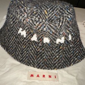 Marni - Men's Gray Logo Wool Bucket Hat